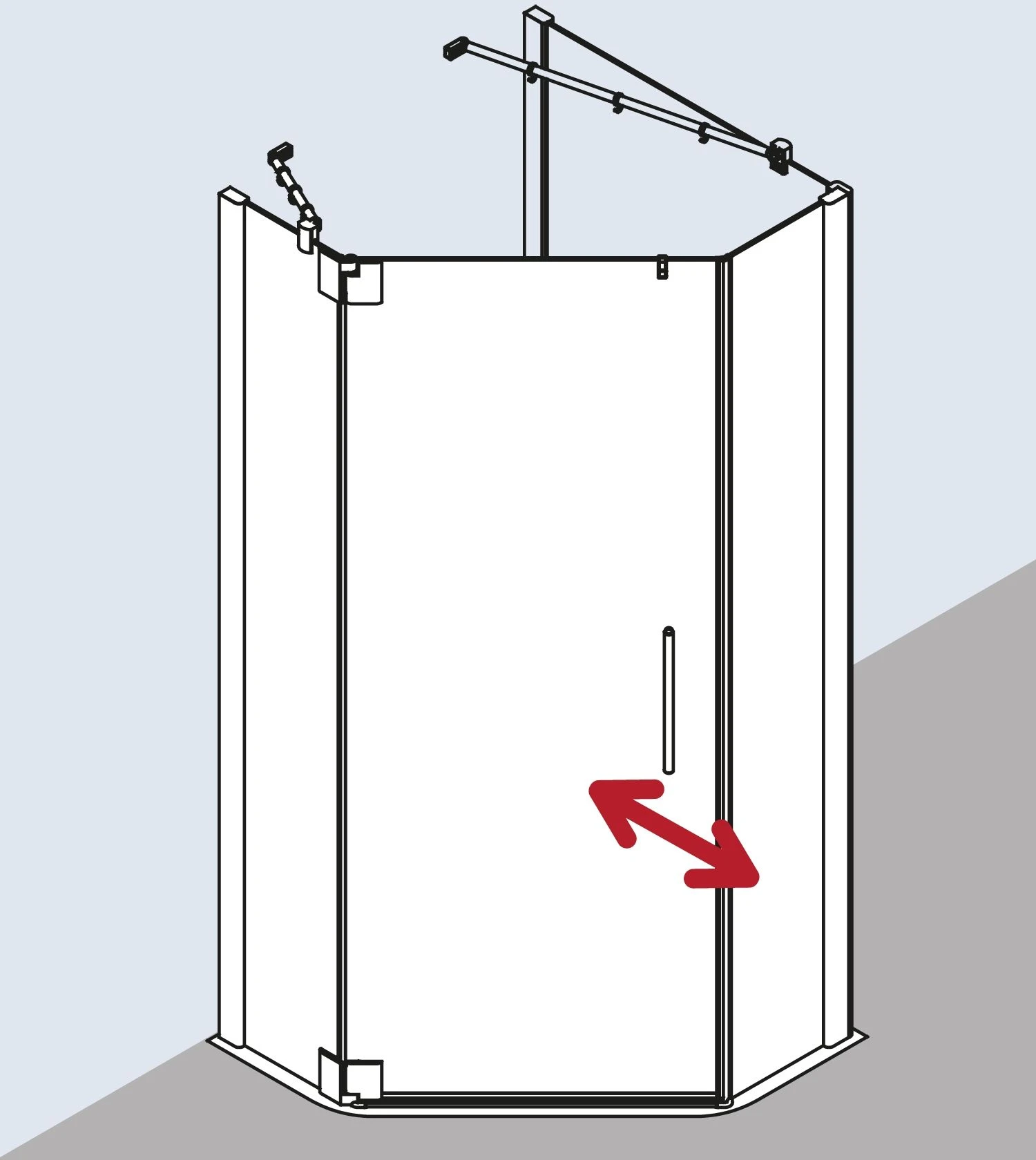 Kermi Pasa XP Fünfeck-Duschkabine Pendeltür PXL45090181PK 90x90x185cm, Silber Mattglanz, ESG Klar Clean, Links 4 Kermi Pasa XP Fünfeck-Duschkabine Pendeltür PXL45090181PK 90x90x185cm, Silber Mattglanz, ESG Klar Clean, Links – Bild 4