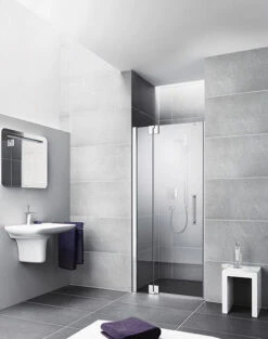 Kermi Pasa XP Pendeltür 1-flügelig Mit Festfeld PX1TR120201YK 120x200cm, Silber Matt, ESG SR OpacoClean, Rechts