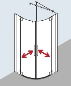 Kermi Pasa XP Viertelkreis-Pendeltür PXP50V4120VPK 90x100x200cm, Radius 50cm, Silber Hochglanz, ESG Klar Clean -VIEGA Verkäufe Kermi Pasa XP Viertelkreis Pendeltuer PXP50V4120VPK 90x100x200cm Radius 50cm silber hochglanz ESG klar Clean 2