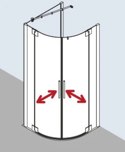 Kermi Pasa XP Viertelkreis-Pendeltür PXP50V4120VPK 90x100x200cm, Radius 50cm, Silber Hochglanz, ESG Klar Clean -VIEGA Verkäufe Kermi Pasa XP Viertelkreis Pendeltuer PXP50V4120VPK 90x100x200cm Radius 50cm silber hochglanz ESG klar Clean 3