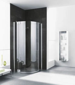 Kermi Pasa XP Viertelkreis-Schwingtür PX50LV72201AK 120x90x200cm, Radius 50cm, Silber Mattglanz, ESG Klar, Links