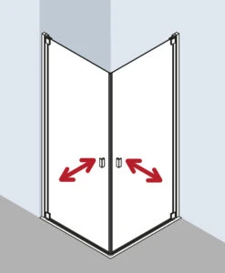 Kermi Raya Eckeinstieg Pendeltüren RA1ER08020VPK 80x200cm, ESG Klar KermiClean, Rechtes Halbteil