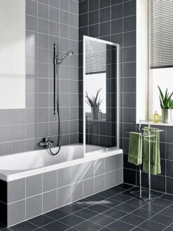 Kermi Vario 2000 Faltwand 1-flügelig V2FW10601412K 65,1-66,7x140cm, Silber Mattglanz, Kerolan Perl