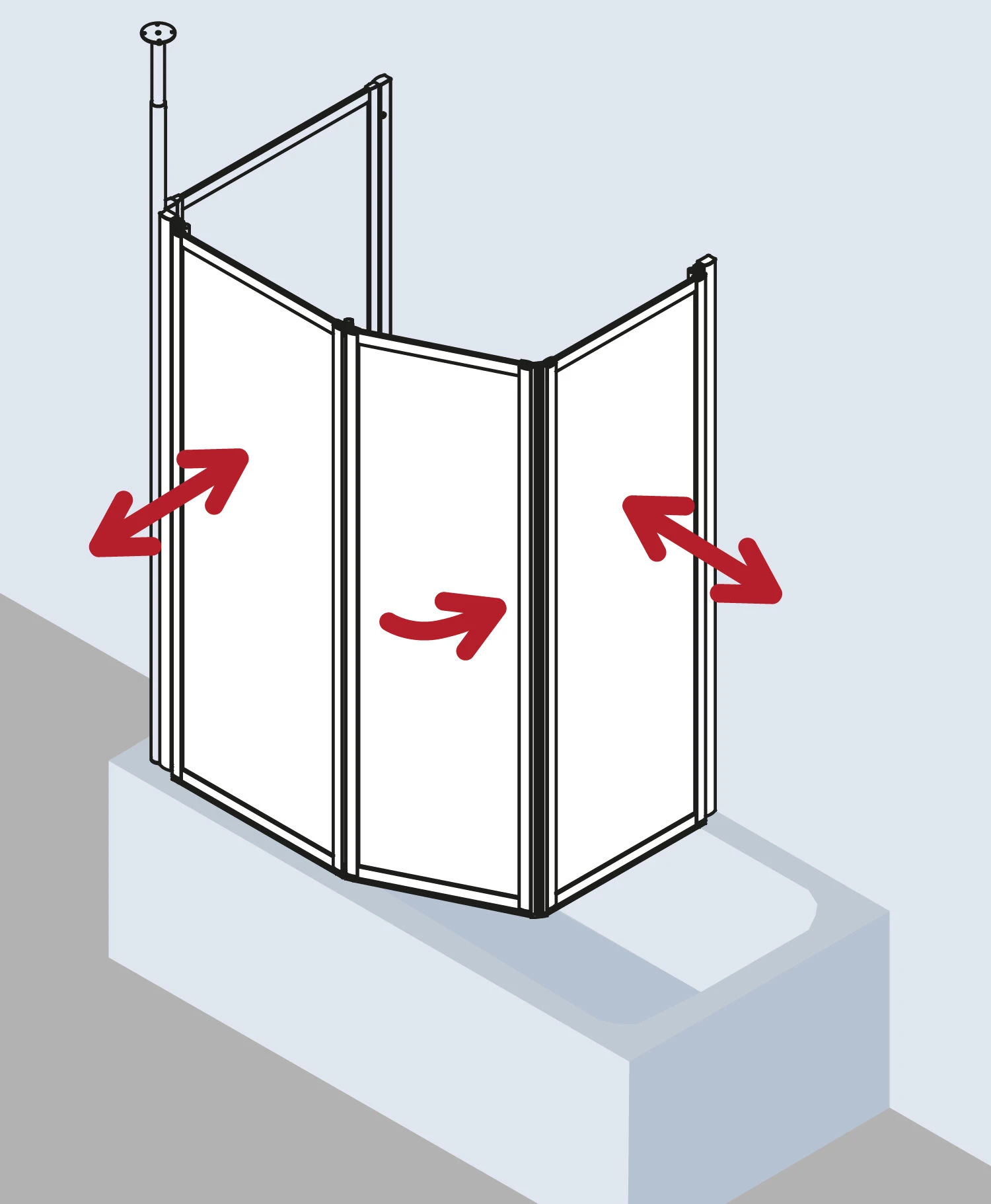 Kermi Vario 2000 Faltwand 2-/1-flügelig V2TS2075141UK 74-76,3x140cm, Silber Mattgl., ESG SR Opaco 3 Kermi Vario 2000 Faltwand 2-/1-flügelig V2TS2075141UK 74-76,3x140cm, Silber Mattgl., ESG SR Opaco – Bild 3