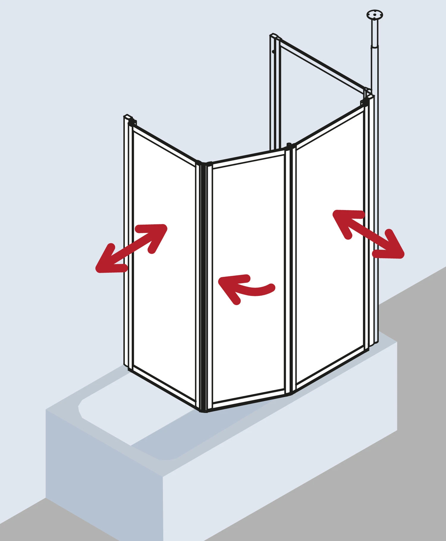 Kermi Vario 2000 Faltwand 2-/1-flügelig V2TS2075142YK 74-76,3x140cm, Weiß, ESG SR Opaco Clean 5 Kermi Vario 2000 Faltwand 2-/1-flügelig V2TS2075142YK 74-76,3x140cm, Weiß, ESG SR Opaco Clean – Bild 5