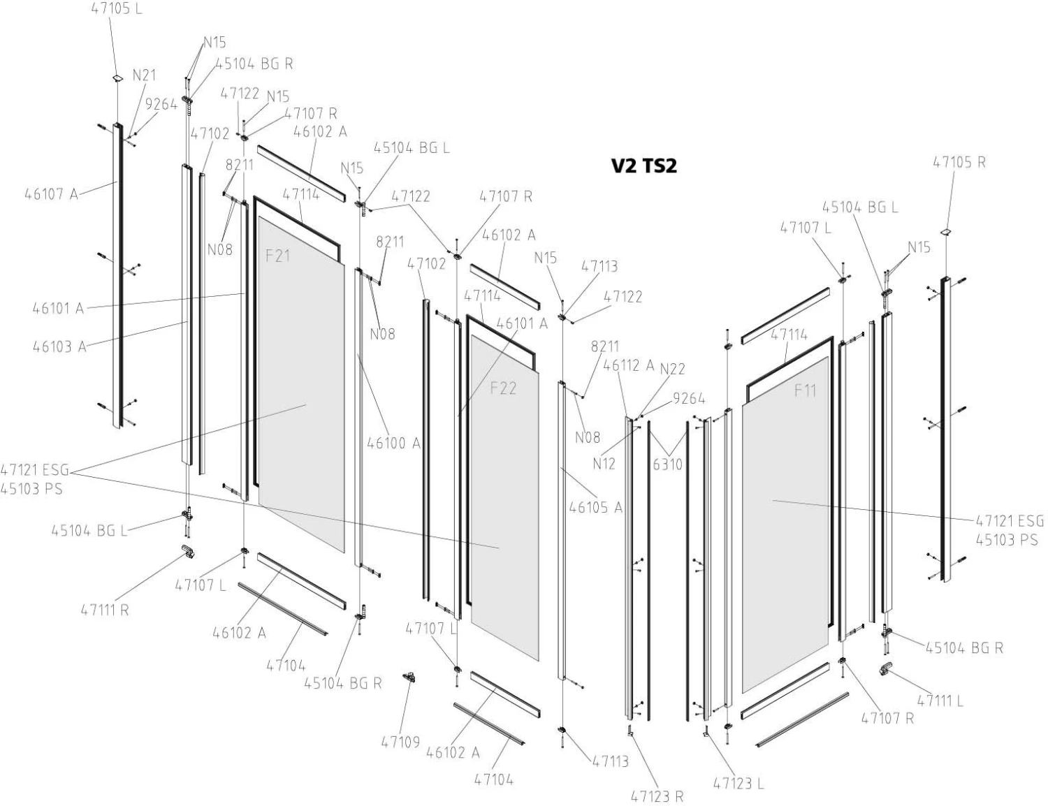 Kermi Vario 2000 Faltwand 2-/1-flügelig V2TS2080141AK 79-81,3x140cm, Silber Mattglanz, ESG Klar 6 Kermi Vario 2000 Faltwand 2-/1-flügelig V2TS2080141AK 79-81,3x140cm, Silber Mattglanz, ESG Klar – Bild 6