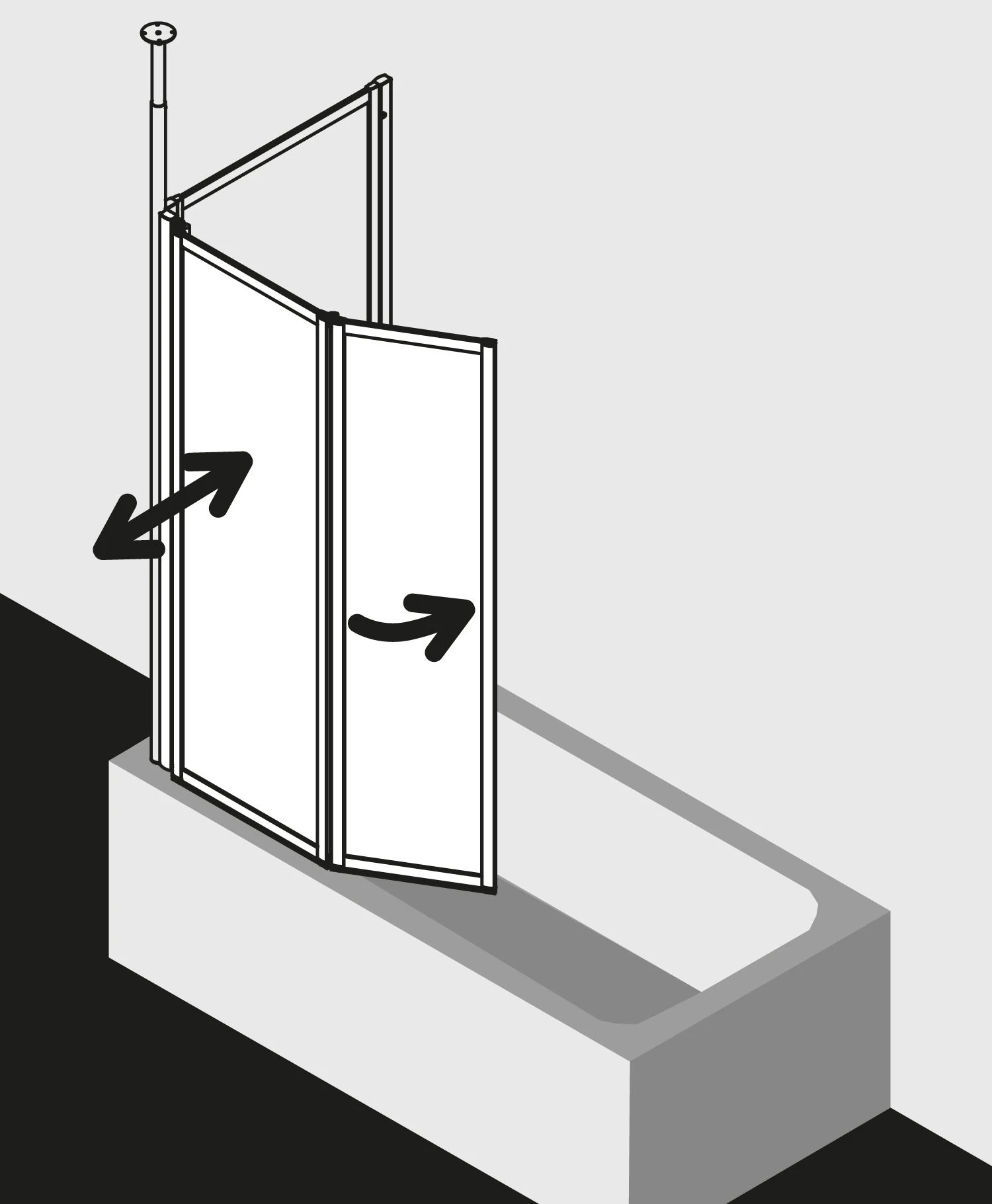 Kermi Vario 2000 Faltwand 2-flügelig V2FW2060142PK 115,1-116,7x140cm, Weiß, ESG Klar KermiClean 2 Kermi Vario 2000 Faltwand 2-flügelig V2FW2060142PK 115,1-116,7x140cm, Weiß, ESG Klar KermiClean – Bild 2