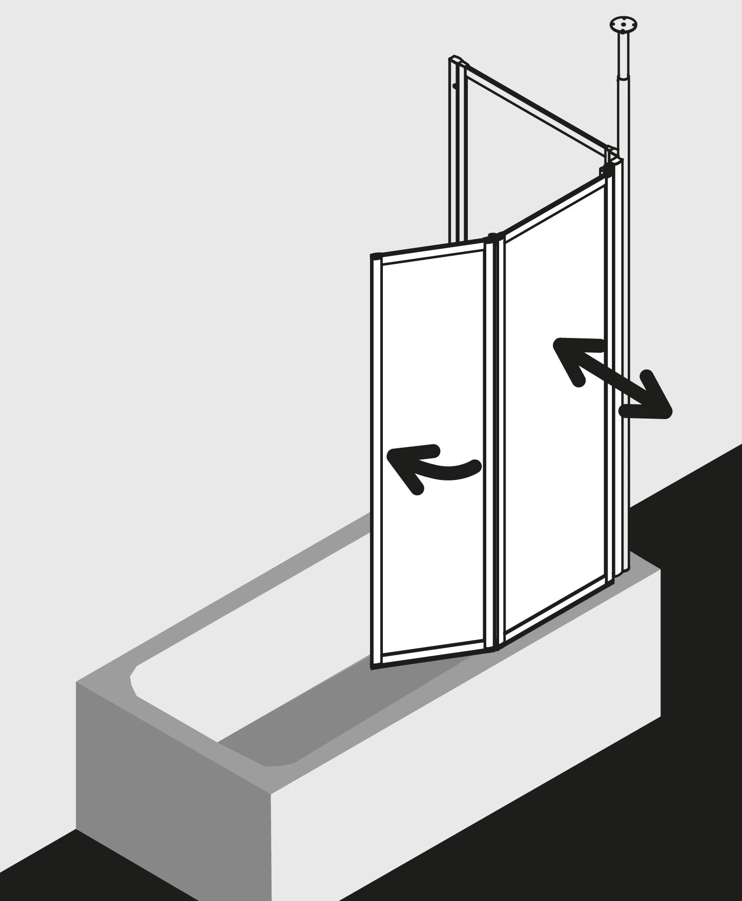 Kermi Vario 2000 Faltwand 2-flügelig V2TS1075141PK 101,1-102,7x140cm, Silber Mattglanz, ESG Klar KermiClean 3 Kermi Vario 2000 Faltwand 2-flügelig V2TS1075141PK 101,1-102,7x140cm, Silber Mattglanz, ESG Klar KermiClean – Bild 3