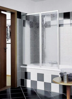 Kermi Vario 2000 Faltwand 2-flügelig V2TS1075141PK 101,1-102,7x140cm, Silber Mattglanz, ESG Klar KermiClean