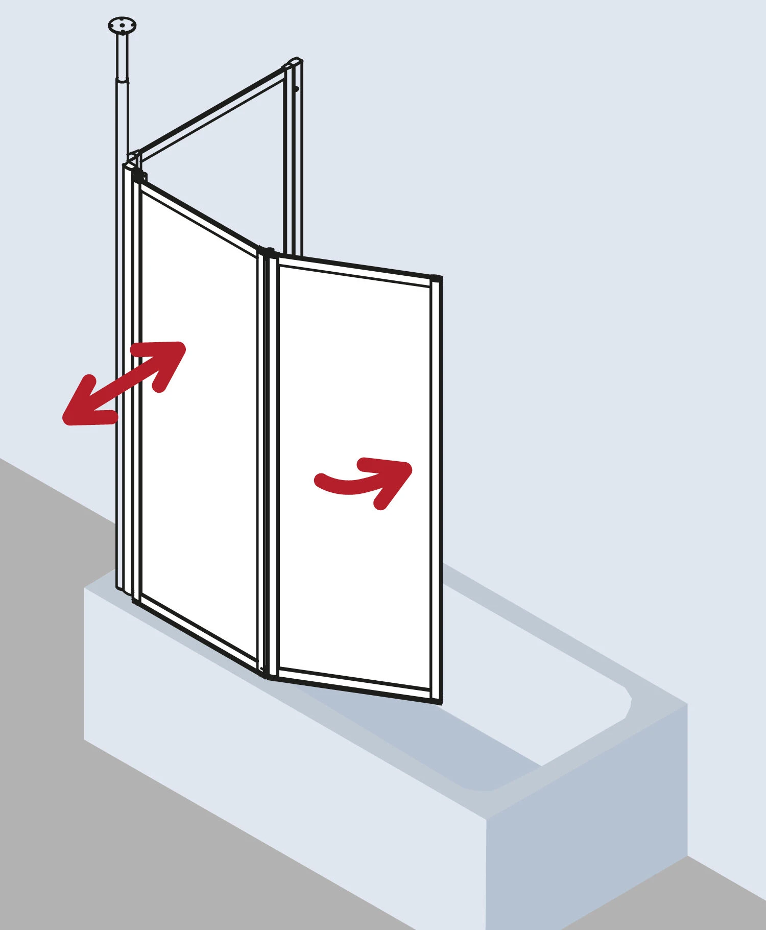 Kermi Vario 2000 Faltwand 2-flügelig V2TS1075141PK 101,1-102,7x140cm, Silber Mattglanz, ESG Klar KermiClean 8 Kermi Vario 2000 Faltwand 2-flügelig V2TS1075141PK 101,1-102,7x140cm, Silber Mattglanz, ESG Klar KermiClean – Bild 8