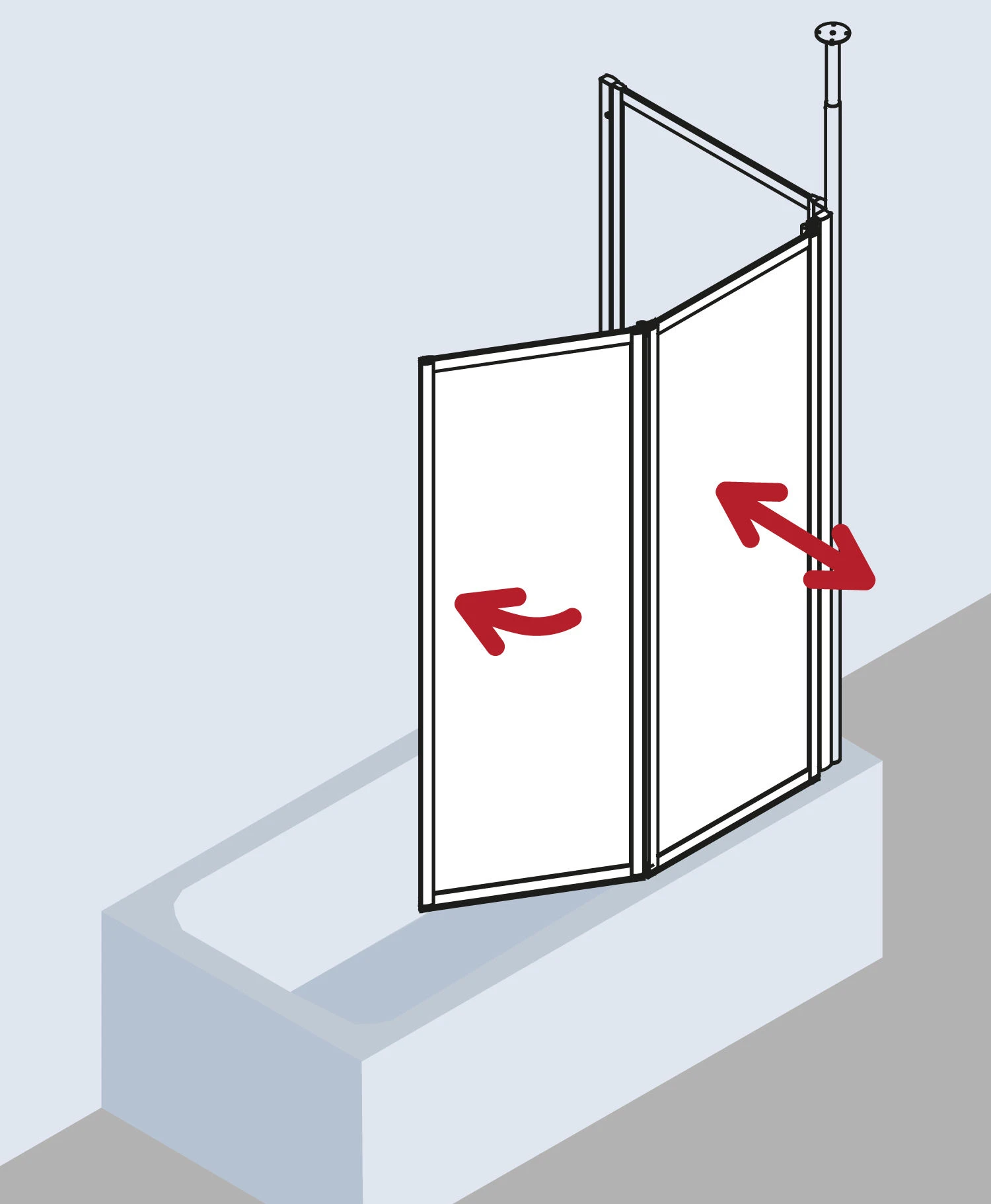Kermi Vario 2000 Faltwand 2-flügelig V2TS1075141YK 101,1-102,7x140cm, Silber M., ESG SR Opaco Clean 7 Kermi Vario 2000 Faltwand 2-flügelig V2TS1075141YK 101,1-102,7x140cm, Silber M., ESG SR Opaco Clean – Bild 7