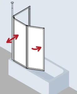 Kermi Vario 2000 Faltwand 2-flügelig V2TS1075142AK 101,1-102,7x140cm, Weiß, ESG Klar -VIEGA Verkäufe Kermi Vario 2000 Faltwand 2 fluegelig V2TS1075142AK 1011 1027x140cm weiss ESG klar 7