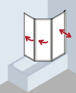 Kermi Vario 2000 Faltwand 3-tlg. V2FW30501412K 140,1-141,7x140cm, Silber Mattglanz, Kerolan Perl -VIEGA Verkäufe Kermi Vario 2000 Faltwand 3 tlg. V2FW30501412K 1401 1417x140cm silber mattglanz Kerolan Perl 2