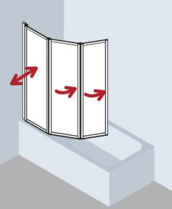 Kermi Vario 2000 Faltwand 3-tlg. V2FW30501412K 140,1-141,7x140cm, Silber Mattglanz, Kerolan Perl -VIEGA Verkäufe Kermi Vario 2000 Faltwand 3 tlg. V2FW30501412K 1401 1417x140cm silber mattglanz Kerolan Perl 3