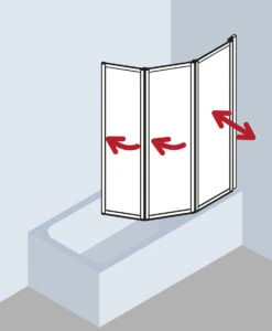 Kermi Vario 2000 Faltwand 3-tlg. V2FW30501412K 140,1-141,7x140cm, Silber Mattglanz, Kerolan Perl -VIEGA Verkäufe Kermi Vario 2000 Faltwand 3 tlg. V2FW30501412K 1401 1417x140cm silber mattglanz Kerolan Perl 4