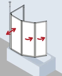 Kermi Vario 2000 Faltwand 3-tlg. V2FW30501412K 140,1-141,7x140cm, Silber Mattglanz, Kerolan Perl -VIEGA Verkäufe Kermi Vario 2000 Faltwand 3 tlg. V2FW30501412K 1401 1417x140cm silber mattglanz Kerolan Perl 5