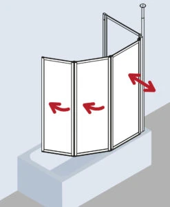 Kermi Vario 2000 Faltwand 3-tlg. V2FW30501412K 140,1-141,7x140cm, Silber Mattglanz, Kerolan Perl -VIEGA Verkäufe Kermi Vario 2000 Faltwand 3 tlg. V2FW30501412K 1401 1417x140cm silber mattglanz Kerolan Perl 6