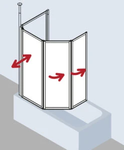 Kermi Vario 2000 Faltwand 3-tlg. V2FW30501412K 140,1-141,7x140cm, Silber Mattglanz, Kerolan Perl -VIEGA Verkäufe Kermi Vario 2000 Faltwand 3 tlg. V2FW30501412K 1401 1417x140cm silber mattglanz Kerolan Perl 7