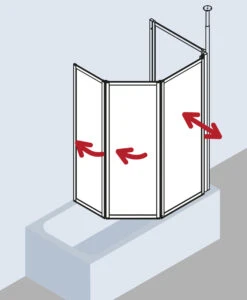 Kermi Vario 2000 Faltwand 3-tlg. V2FW30501412K 140,1-141,7x140cm, Silber Mattglanz, Kerolan Perl -VIEGA Verkäufe Kermi Vario 2000 Faltwand 3 tlg. V2FW30501412K 1401 1417x140cm silber mattglanz Kerolan Perl 8
