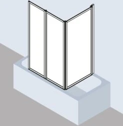 Kermi Vario 2000 Faltwand 3-tlg. V2FW3065141UK 73,5-76,8x140cm, Silber Mattgl., ESG SR Opaco