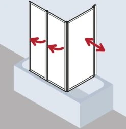 Kermi Vario 2000 Faltwand 3-tlg. V2FW30651422K 73,5-76,8x140cm, Weiß, Kerolan Perl -VIEGA Verkäufe Kermi Vario 2000 Faltwand 3 tlg. V2FW30651422K 735 768x140cm weiss Kerolan Perl 1