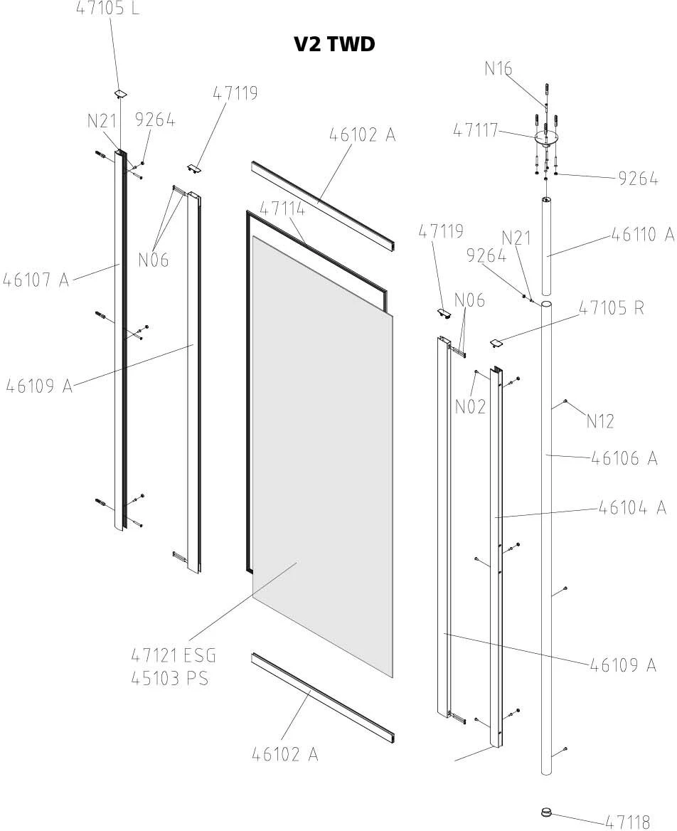 Kermi Vario 2000 Seitenwand V2TWD0751412K 66,4-69,6x140cm, Silber Mattglanz, Kerolan Perl 4 Kermi Vario 2000 Seitenwand V2TWD0751412K 66,4-69,6x140cm, Silber Mattglanz, Kerolan Perl – Bild 4