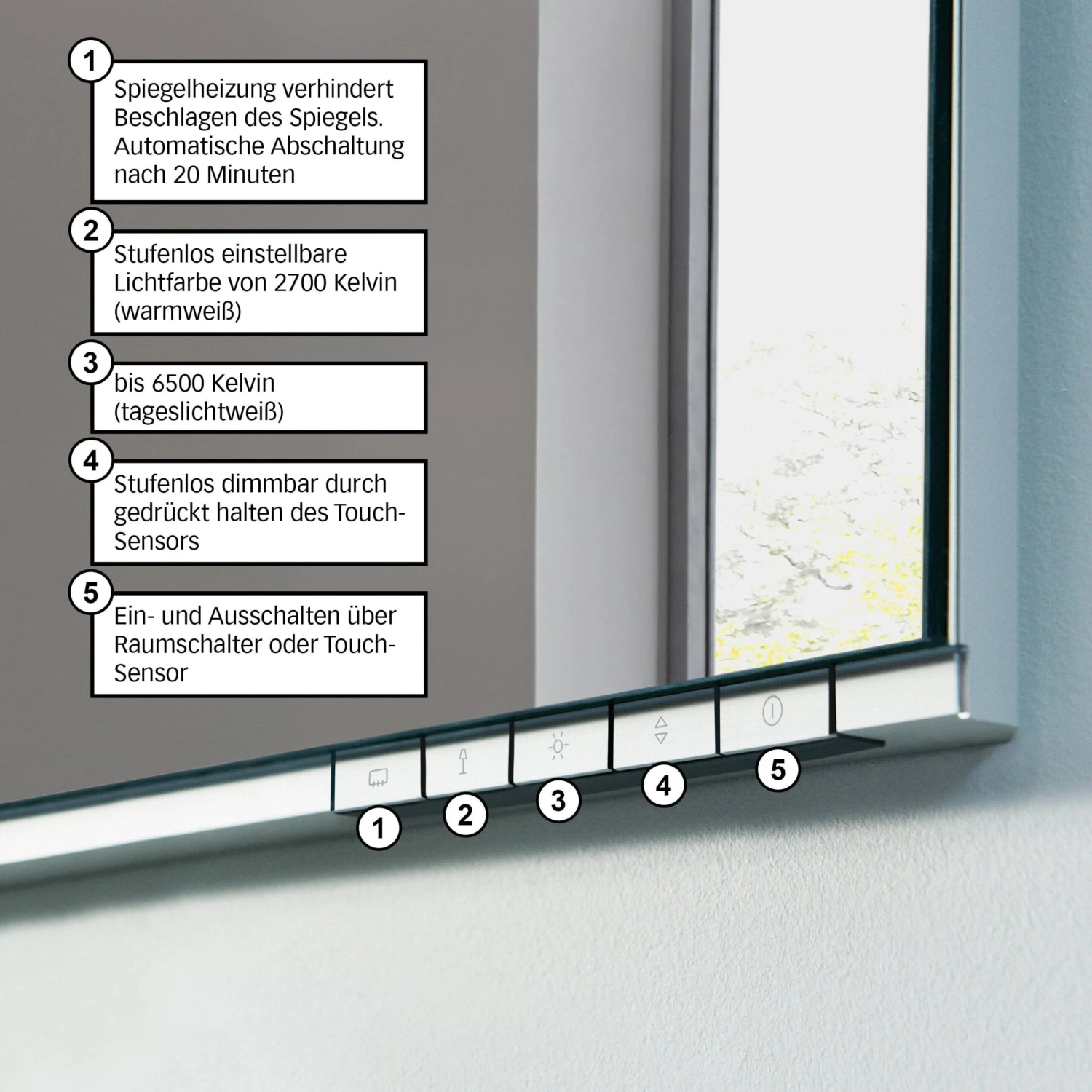 Keuco Edition 400 Lichtspiegel 11596171501 710x650x33mm, LED-Beleuchtung Und Spiegelheizung 9 Keuco Edition 400 Lichtspiegel 11596171501 710x650x33mm, LED-Beleuchtung Und Spiegelheizung – Bild 9