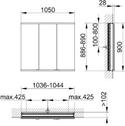 Keuco Royal Modular 2.0 Spiegelschrank 800300001000300 1050 X 900 X 120 Mm, 1 Steckdose, 1 Doppel-USB-Ladestelle, Wandeinbau, 3-türig -VIEGA Verkäufe Keuco Royal Modular 2.0 Spiegelschrank 800300001000300 1050 x 900 x 120 mm 1 Steckdose 1 Doppel USB Ladestelle Wandeinbau 3 tuerig 1
