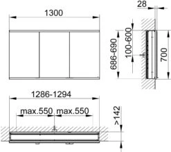 Keuco Royal Modular 2.0 Spiegelschrank 800300130100000 1300 X 700 X 160 Mm, Ohne Steckdose, Wandeinbau, 3-türig -VIEGA Verkäufe Keuco Royal Modular 2.0 Spiegelschrank 800300130100000 1300 x 700 x 160 mm ohne Steckdose Wandeinbau 3 tuerig 1