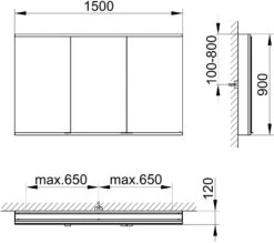 Keuco Royal Modular 2.0 Spiegelschrank 800301151000200 1500 X 900 X 120 Mm, 2 Steckdosen, Wandvorbau, 3-türig -VIEGA Verkäufe Keuco Royal Modular 2.0 Spiegelschrank 800301151000200 1500 x 900 x 120 mm 2 Steckdosen Wandvorbau 3 tuerig 1