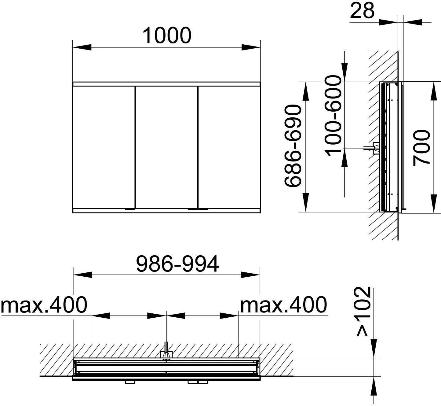 Keuco Royal Modular 2.0 Spiegelschrank 800320100000000 1000 X 700 X 120 Mm, Ohne Steckdose, Wandeinbau, 3-türig, DALI 2 Keuco Royal Modular 2.0 Spiegelschrank 800320100000000 1000 X 700 X 120 Mm, Ohne Steckdose, Wandeinbau, 3-türig, DALI – Bild 2