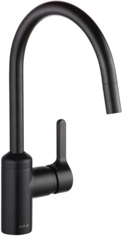 Kludi Bingo Star Küchenarmatur 428513978 Geschlossener Hebel, Schwenkbarer, Herausziehbarer Auslauf, Mattschwarz