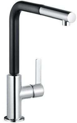 Kludi L-INE S Küchenarmatur 408518775 Chrom/schwarzmatt, Herausziehbarer Auslauf