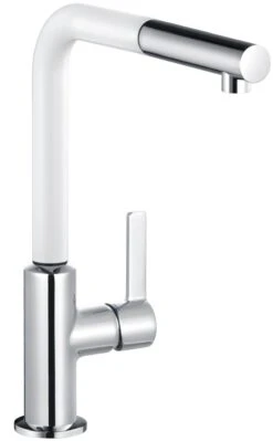 Kludi L-INE S Küchenarmatur 408519375 Chrom/weißmatt, Herausziehbarer Auslauf
