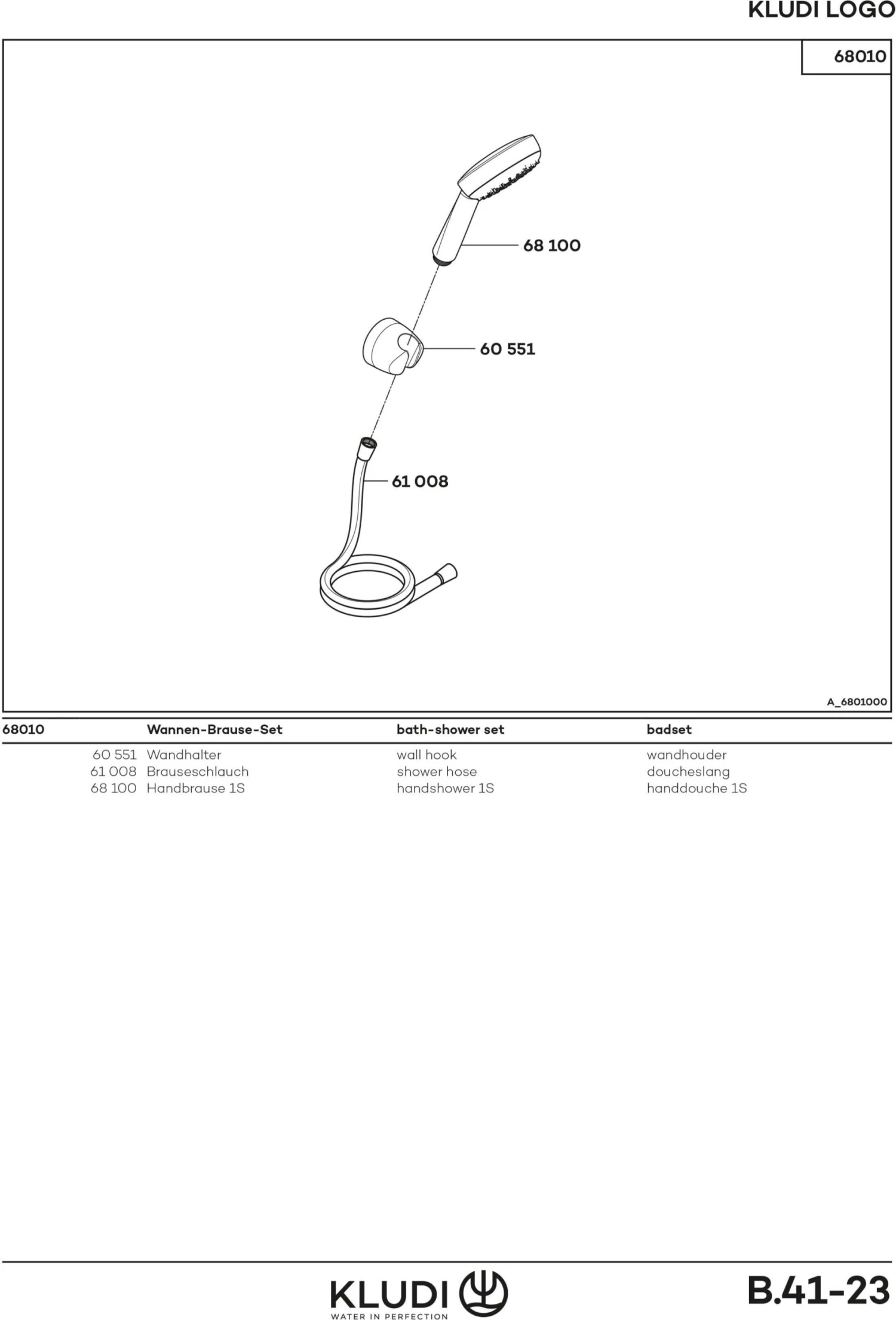 Kludi Logo 1S Wannenset 680100500 Chrom, Handbrause Mit 1 Stahlart 3 Kludi Logo 1S Wannenset 680100500 Chrom, Handbrause Mit 1 Stahlart – Bild 3