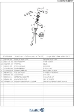 Kludi Pure&easy Waschtischarmatur 373820565 Chrom, DN 15, Mit Metall-Ablaufgarnitur -VIEGA Verkäufe Kludi Pureandeasy Waschtischarmatur 373820565 chrom DN 15 mit Metall Ablaufgarnitur 2