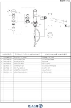 Kludi Steel Küchenarmatur 44851F860 Schwenkbarer Auslauf 110°, Herausziehbar, Edelstahl Gebürstet 5 Kludi Steel Küchenarmatur 44851F860 Schwenkbarer Auslauf 110°, Herausziehbar, Edelstahl Gebürstet -VIEGA Verkäufe Kludi Steel Kuechenarmatur 44851F860 schwenkbarer Auslauf 110° herausziehbar Edelstahl gebuerstet 2