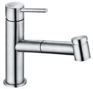 Kludi Steel Küchenarmatur 44851F860 Schwenkbarer Auslauf 110°, Herausziehbar, Edelstahl Gebürstet