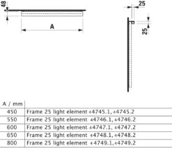 LAUFEN Frame 25 LED-Leuchte H4474529000071 25x450x25 Mm, Mit Schalter, Horizontal -VIEGA Verkäufe LAUFEN Frame 25 LED Leuchte H4474529000071 25x450x25 mm mit Schalter horizontal 2