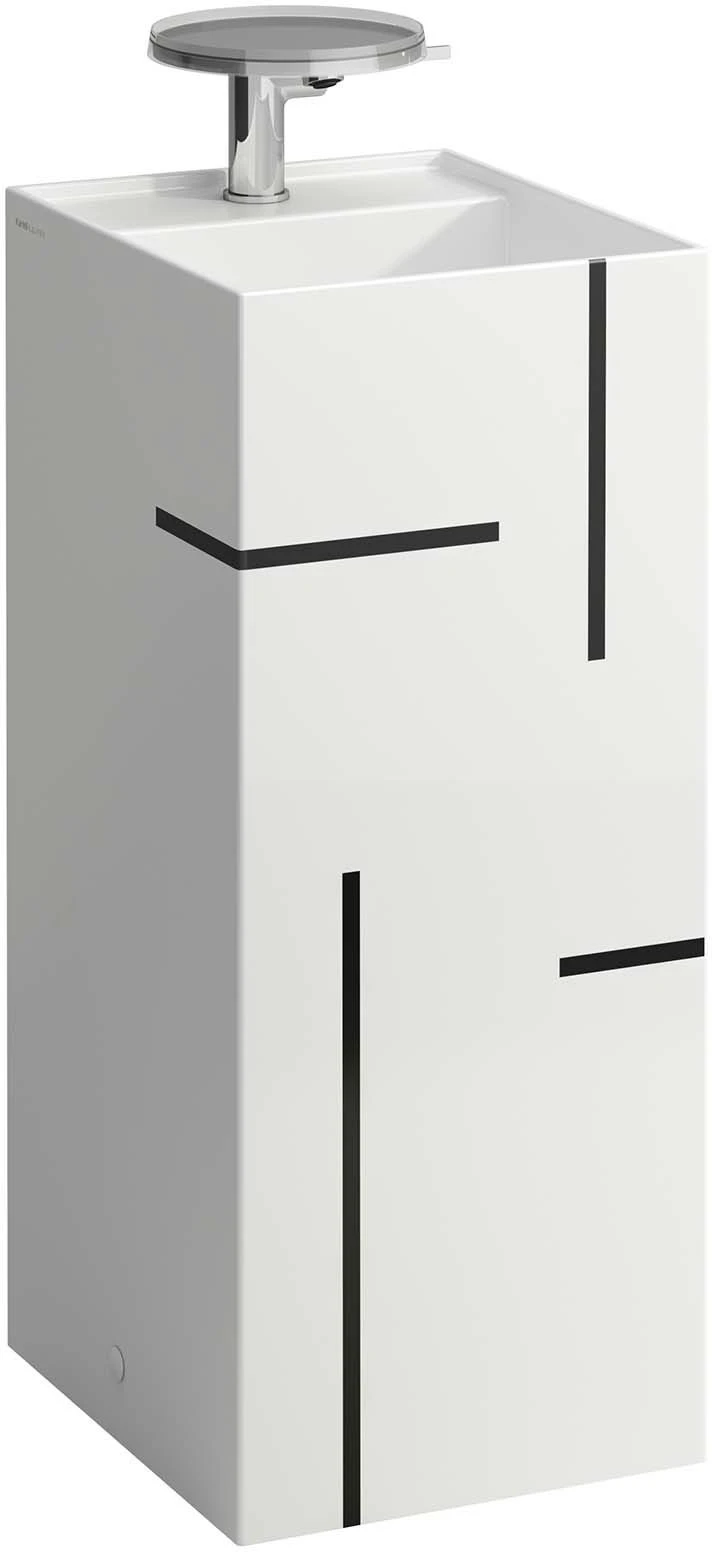 LAUFEN Kartell Waschtisch 811331D021111 Weiß Mit Schwarzen Linien 37,5x43,5x90cm, 1 Hahnloch 1 LAUFEN Kartell Waschtisch 811331D021111 Weiß Mit Schwarzen Linien 37,5x43,5x90cm, 1 Hahnloch