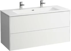 LAUFEN Pro S Base Waschtisch-Set H8649632601071, 2 Schubladen, Weiß Matt, 120x50cm, 2 Hahnlöcher