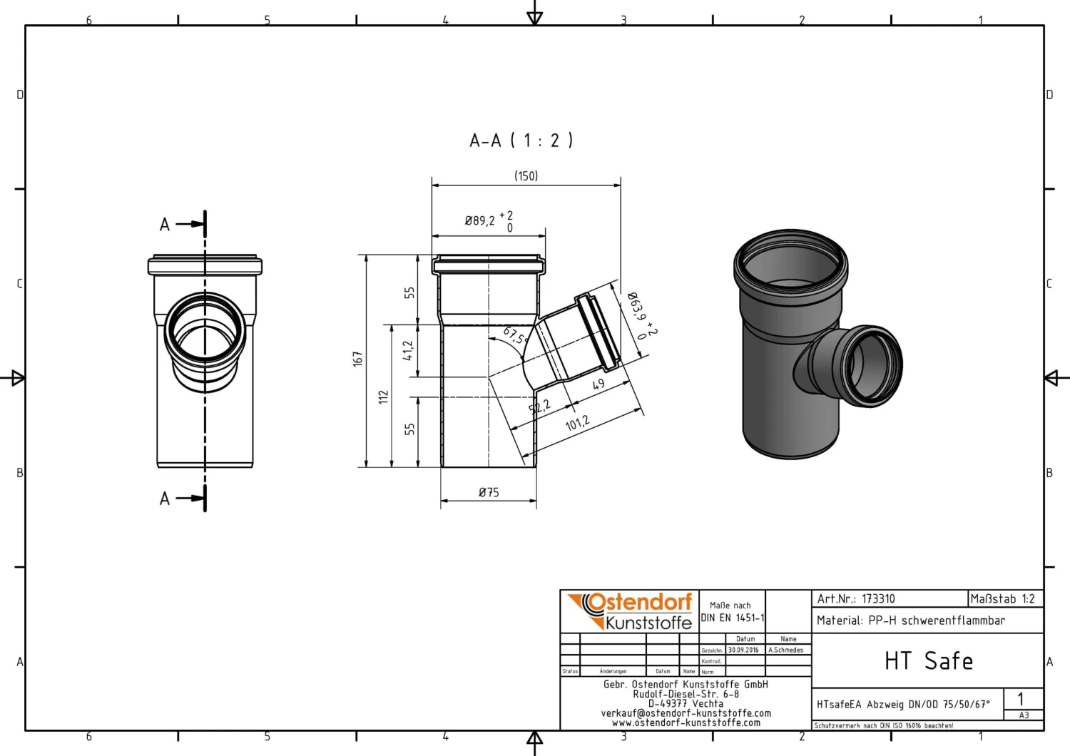 Ostendorf HTsafe HTsafe-Abzweig 173310 DN/OD 75/50x67° 2 Ostendorf HTsafe HTsafe-Abzweig 173310 DN/OD 75/50x67° – Bild 2