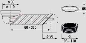 Sanit Versprungbogen 58111000000 Alpin-weiß, DN 90/100, 60 - 350 Mm 2 Sanit Versprungbogen 58111000000 Alpin-weiß, DN 90/100, 60 - 350 Mm – Bild 2