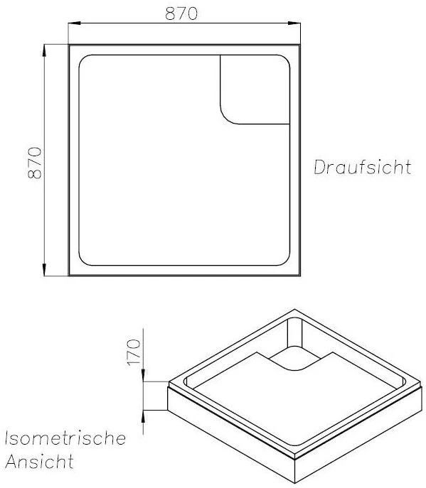 Schedel Duschwannenträger SD22951 90x90x6,5cm, Höhe 17cm 2 Schedel Duschwannenträger SD22951 90x90x6,5cm, Höhe 17cm – Bild 2