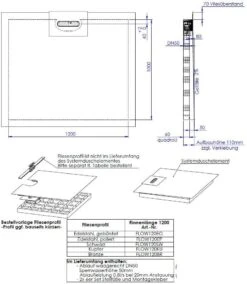 Schedel Line Flow Duschelement LI2KF901210 120 X 100cm, Einseitiges Gefälle -VIEGA Verkäufe Schedel Line Flow Duschelement LI2KF901210 120 x 100cm einseitiges Gefaelle 1