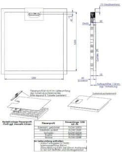 Schedel Line Flow Duschelement LI2KF901212 120 X 120 Cm, Einseitiges Gefälle -VIEGA Verkäufe Schedel Line Flow Duschelement LI2KF901212 120 x 120 cm einseitiges Gefaelle 1