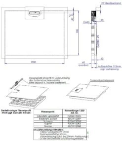 Schedel Line Flow Duschelement LI2KF901290 120 X 90 Cm, Einseitiges Gefälle -VIEGA Verkäufe Schedel Line Flow Duschelement LI2KF901290 120 x 90 cm einseitiges Gefaelle 1