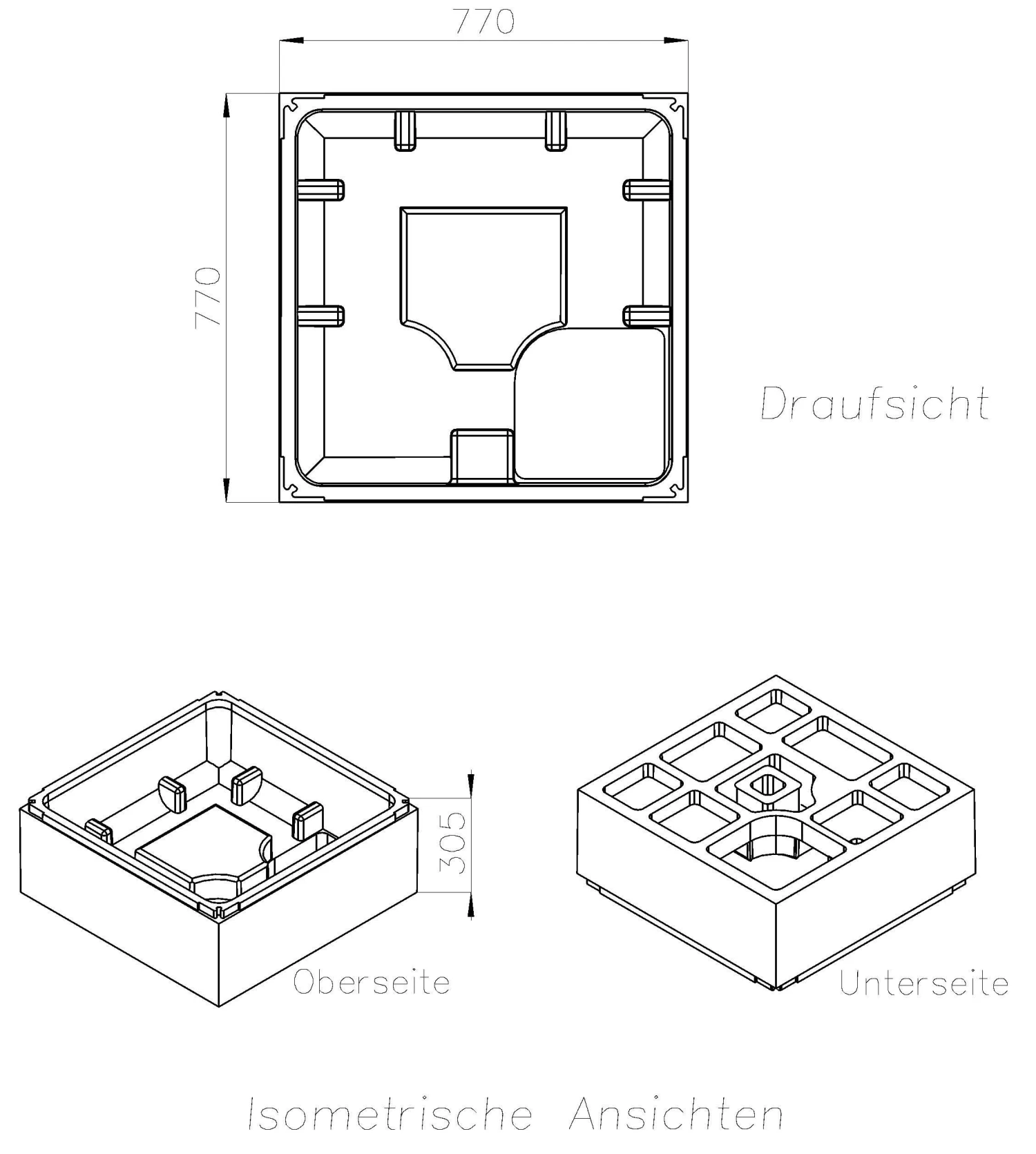 Schedel Multistar Duschwannenträger SD20000 80x80x15cm, Höhe 15cm, Flach 2 Schedel Multistar Duschwannenträger SD20000 80x80x15cm, Höhe 15cm, Flach – Bild 2
