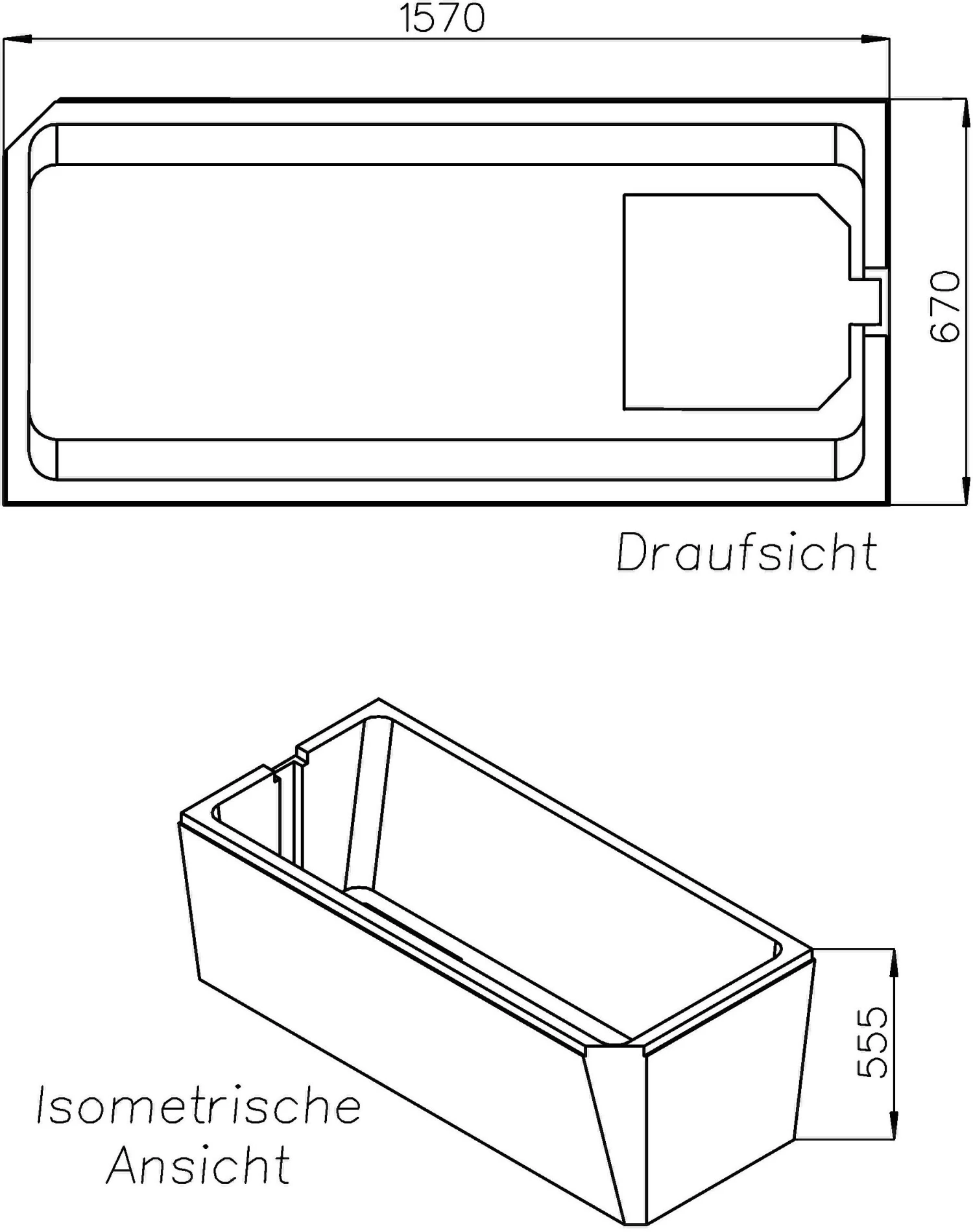 Schedel Wannenträger SW10050 160x70cm, Kopfende Links, Höhe 55,5cm 2 Schedel Wannenträger SW10050 160x70cm, Kopfende Links, Höhe 55,5cm – Bild 2