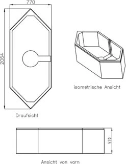 Schedel Wannenträger SW11194 210x80cm, 6-Eck, Höhe 57cm -VIEGA Verkäufe Schedel Wannentraeger SW11194 210x80cm 6 Eck Hoehe 57cm 1